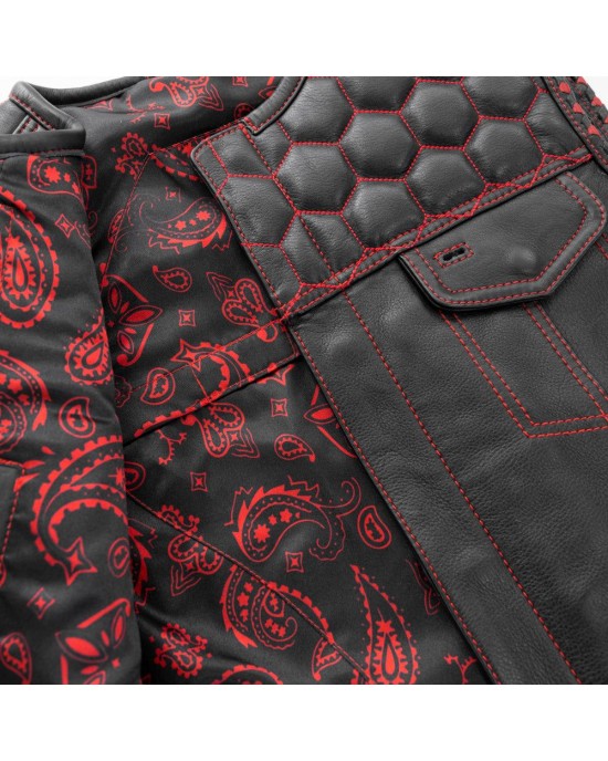 Men's Club Style Leather Vest - Red