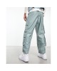 leather look cargo pants in blue