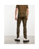 leather look skinny trousers in khaki