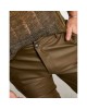 leather look skinny trousers in khaki