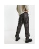 relaxed cargo trousers in washed leather look