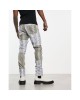 skinny jeans in gray snake print croc leather look with contrast panels