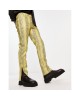 skinny leather-look pants in yellow snake print with zip detail