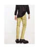 skinny leather-look pants in yellow snake print with zip detail