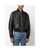 trendy stripe-quilted leather bomber jacket