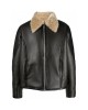 trendy vogue shearling-collar leather pilot jacket