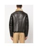 trendy vogue shearling-collar leather pilot jacket