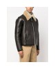 trendy vogue shearling-collar leather pilot jacket