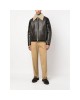 trendy vogue shearling-collar leather pilot jacket