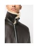 trendy vogue shearling-collar leather pilot jacket