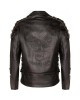 Leather Retro Biker Jacket with Fringe Trim