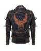 Leather Retro Biker Jacket with Fringe Trim