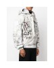 graffiti-print aviator leather jacket