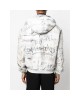 graffiti-print aviator leather jacket