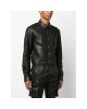 front press-stud fastening leather jacket