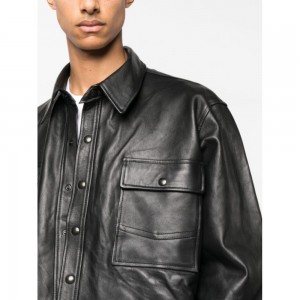 Button-up leather jacket