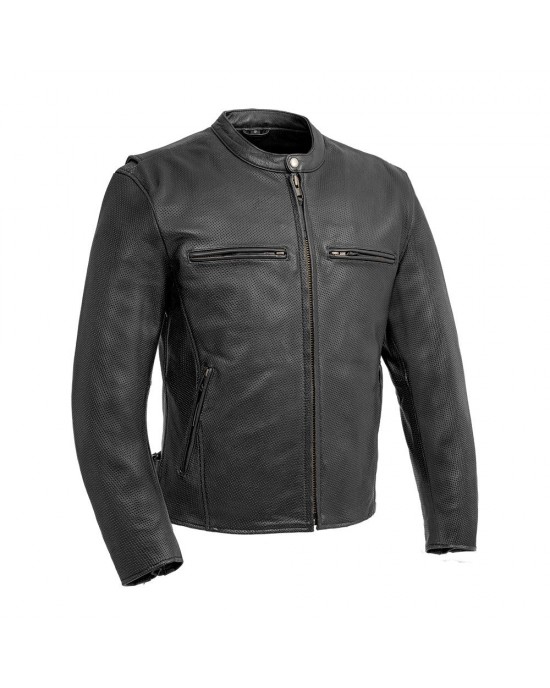 Men's Motorcycle Perforated Leather Jacket