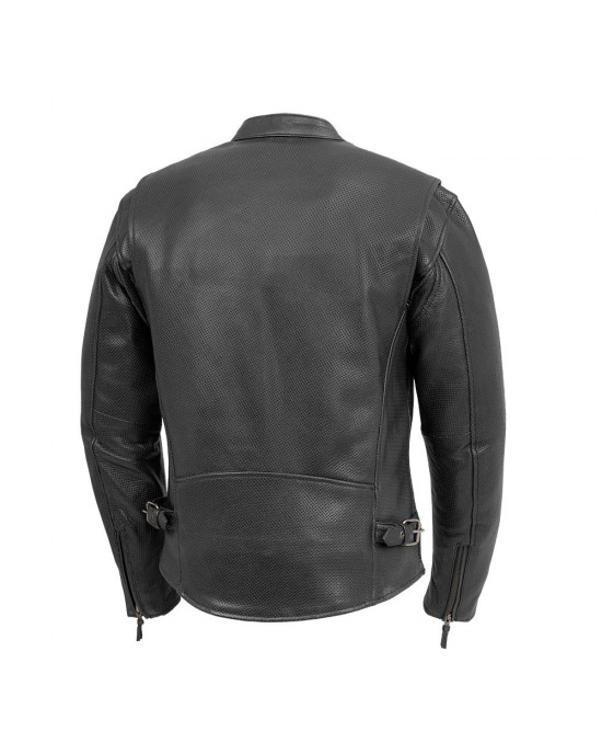 Men's Motorcycle Perforated Leather Jacket