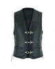 Plain Mens Leather Waistcoat Motorcycle Biker Vest Black with Hooks