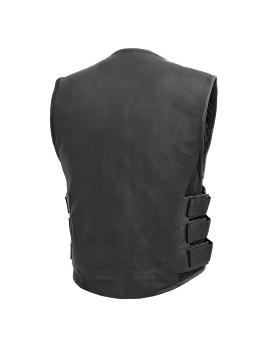 Men's Leather Swat Style Motorcycle Vest