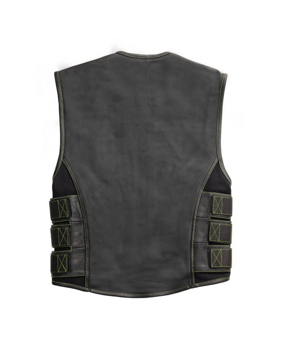 Men's Leather Swat Style Motorcycle Vest