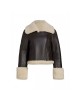 Shearling Cropped leather Jacket in Espresso