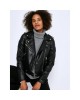 women's black trendy leather jacket