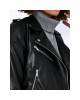 women's black trendy leather jacket