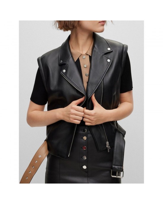 Nappa-Leather Regular-Fit Jacket With Removable Sleeves