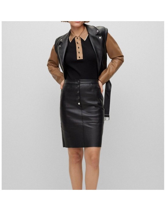 Nappa-Leather Regular-Fit Jacket With Removable Sleeves