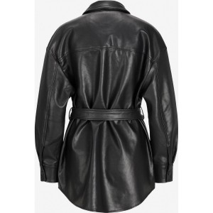 trendy vogue women black leather jacket/shirt