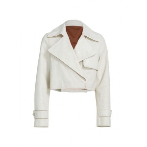 Vogue Cropped Trench Leather Jacket