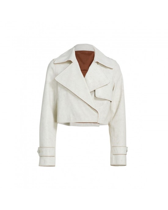 Vogue Cropped Trench Leather Jacket