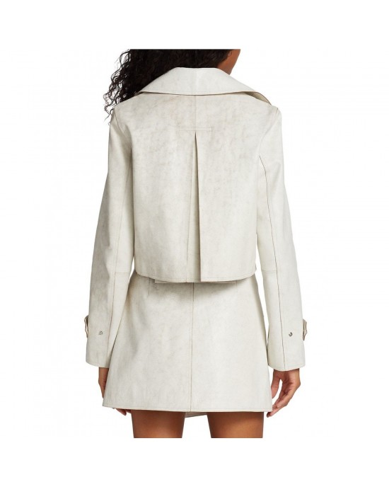 Vogue Cropped Trench Leather Jacket