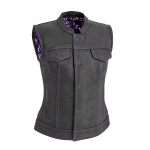 Women's Club Style Motorcycle Leather Vest