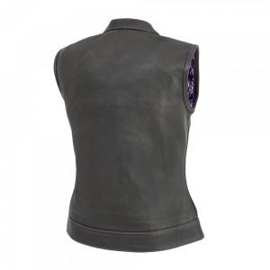 Women's Club Style Motorcycle Leather Vest