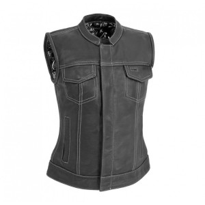 Women's Club Style Motorcycle Leather Vest