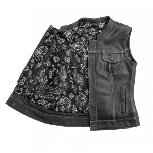 Women's Club Style Motorcycle Leather Vest