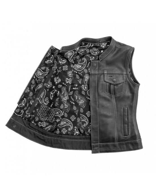 Women's Club Style Motorcycle Leather Vest