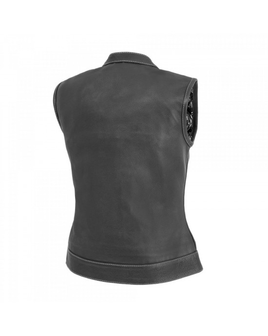 Women's Club Style Motorcycle Leather Vest