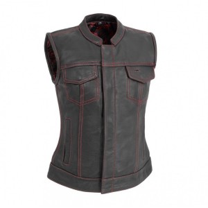 Women's Club Style Motorcycle Leather Vest