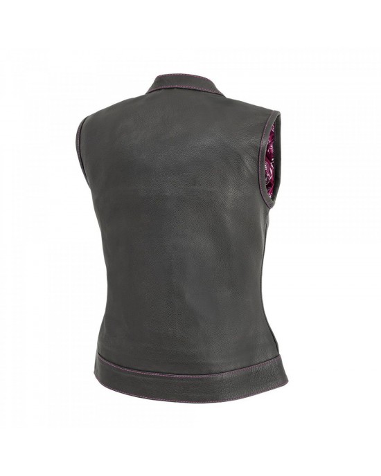 Women's Club Style Motorcycle Leather Vest