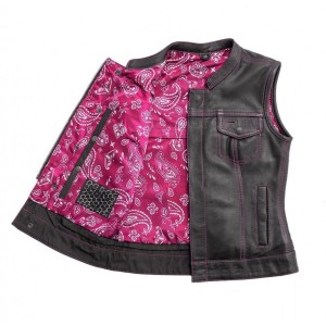 Women's Club Style Motorcycle Leather Vest