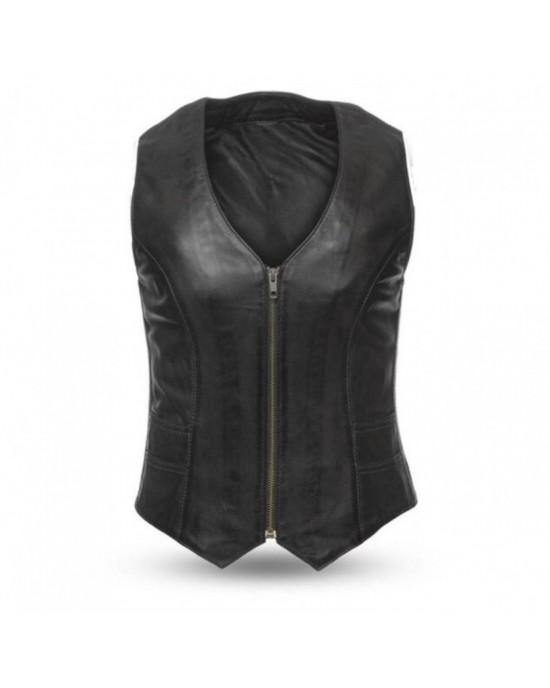 Women's Buckled Zip Front Vest 