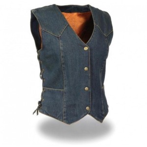 Women’s Side Lace 3 Snap Front Denim Vest