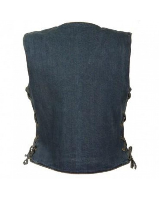 Women’s Side Lace 3 Snap Front Denim Vest