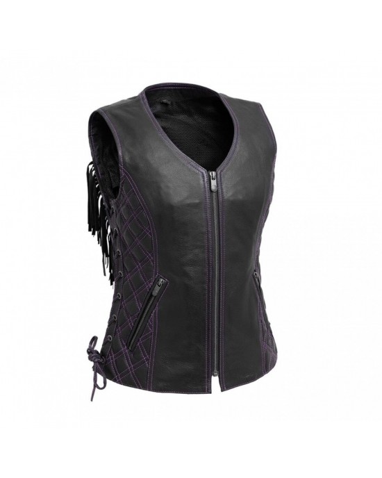 Women's Motorcycle Fringe Leather Vest