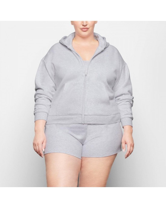 COTTON FLEECE ZIP UP HOODIE