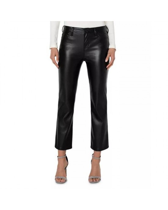 Leather Straight Ankle Pants