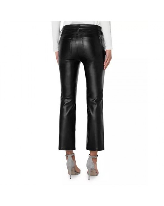 Leather Straight Ankle Pants